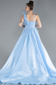 Designer Abendkleid Lang Satin Blau ABU4438