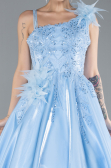 Designer Abendkleid Lang Satin Blau ABU4438