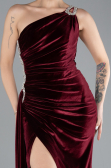 Abendkleid Lang Samt Weinrot ABU3365