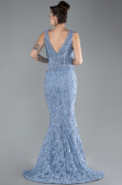 Abendkleid im Meerjungfrau-Stil Lang Guipure Spitze Indigo ABU4493