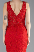 Abendkleid im Meerjungfrau-Stil Lang Guipure Spitze Rot ABU4493