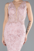 Abendkleid im Meerjungfrau-Stil Lang Guipure Spitze Puder ABU4493