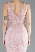 Abendkleid im Meerjungfrau-Stil Lang Guipure Spitze Puder ABU4493