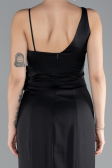 Abendkleid Lang Satin Schwarz ABU4498