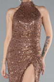 Abendkleid Lang Schuppig Kupfer ABU4376