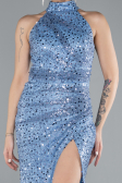 Abendkleid Lang Schuppig Indigo ABU4376