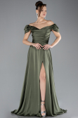 Abschlusskleid Lang Satin Khaki ABU4508