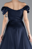 Abschlusskleid Lang Satin Marineblau ABU4508