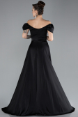 Abschlusskleid Lang Satin Schwarz ABU4508