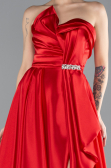 Abendkleid Lang Satin Rot ABU4522