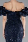 Abendkleid im Meerjungfrau-Stil Lang Marineblau ABU4509