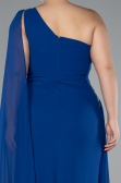Kleider in Großen Größen Lang Chiffon Sächsischblau ABU4407