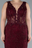 Brautkleid In Übergröße Lang Guipure Spitze Weinrot ABU4504