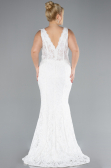 Brautkleid In Übergröße Lang Guipure Spitze Weiß ABU4504