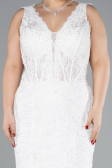 Brautkleid In Übergröße Lang Guipure Spitze Weiß ABU4504