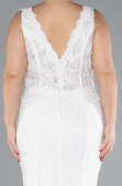 Brautkleid In Übergröße Lang Guipure Spitze Weiß ABU4504