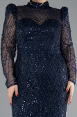 Abendkleid im Meerjungfrau-Stil Lang Marineblau ABU4526