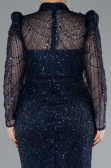 Abendkleid im Meerjungfrau-Stil Lang Marineblau ABU4526