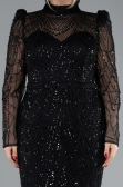 Abendkleid im Meerjungfrau-Stil Lang Schwarz ABU4526