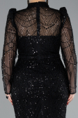 Abendkleid im Meerjungfrau-Stil Lang Schwarz ABU4526