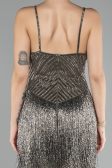 Designer Abendkleid Mini Steinbesetzt Anthrazit ABK2200