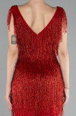 Designer Abendkleid Mini Steinbesetzt Rot ABK2199