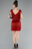 Designer Abendkleid Mini Steinbesetzt Rot ABK2199
