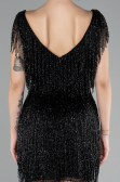Designer Abendkleid Mini Steinbesetzt Schwarz ABK2199