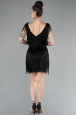 Designer Abendkleid Mini Steinbesetzt Schwarz ABK2199