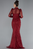 Abendkleid im Meerjungfrau-Stil Lang Weinrot ABU4526