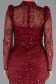 Abendkleid im Meerjungfrau-Stil Lang Weinrot ABU4526