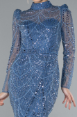 Abendkleid im Meerjungfrau-Stil Lang Indigo ABU4526