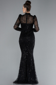 Abendkleid im Meerjungfrau-Stil Lang Schwarz ABU4526
