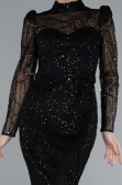Abendkleid im Meerjungfrau-Stil Lang Schwarz ABU4526