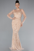 Abendkleid im Meerjungfrau-Stil Lang Lachs ABU4526