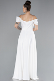 Abschlusskleid Lang Satin Weiß ABU4531