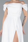 Abschlusskleid Lang Satin Weiß ABU4531