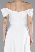 Abschlusskleid Lang Satin Weiß ABU4531