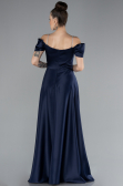 Abschlusskleid Lang Satin Marineblau ABU4531