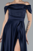 Abschlusskleid Lang Satin Marineblau ABU4531