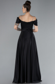 Abschlusskleid Lang Satin Schwarz ABU4531