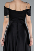 Abschlusskleid Lang Satin Schwarz ABU4531