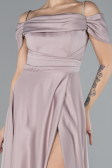 Abschlusskleid Lang Satin Nerzbraun ABU4531
