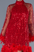 Partykleid Kurz Schuppig Rot ABK2202