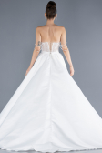 Hochzeitskleider Lang Satin Weiß ABU4567