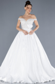 Hochzeitskleider Lang Satin Weiß ABU4578