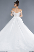 Hochzeitskleider Lang Satin Weiß ABU4578