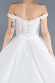 Hochzeitskleider Lang Satin Weiß ABU4578