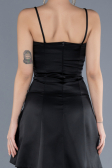 Partykleid Kurz Satin Schwarz ABK2225