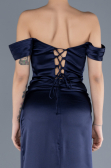 Abschlusskleid Lang Satin Marineblau ABU4582